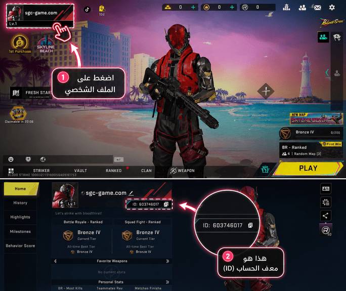 شرح كيفية الحصول على User ID الخاص بـ Blood Strike